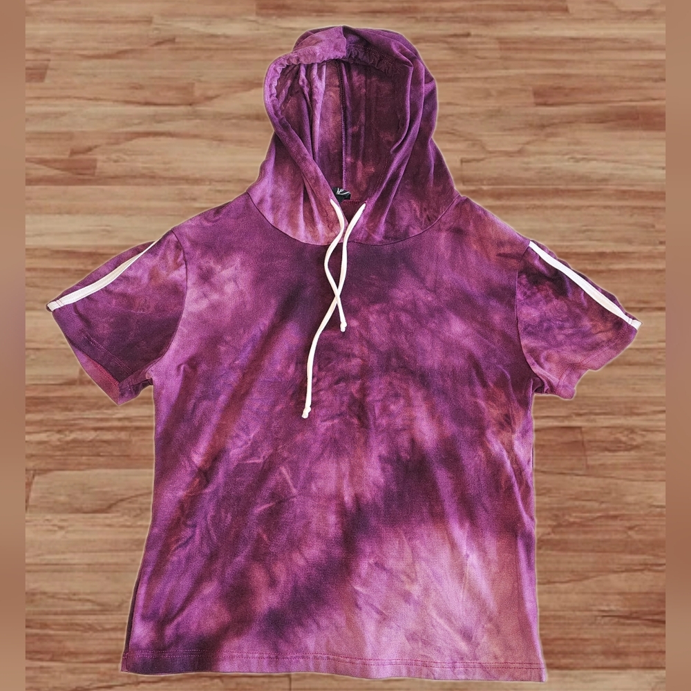 WINDSOR Size L Purple Tie-Dye Hoodie T-Shirt